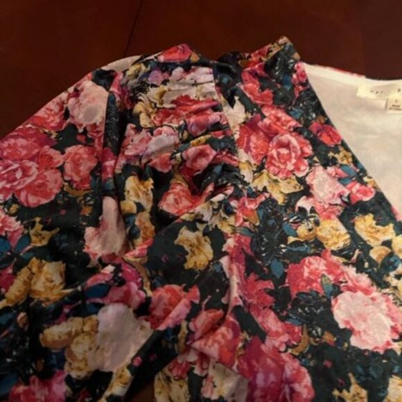 Her Bottari Womens Floral Long Sleeve V-Neck‎ Bodysuit velvet  snap closure - Picture 4 of 7